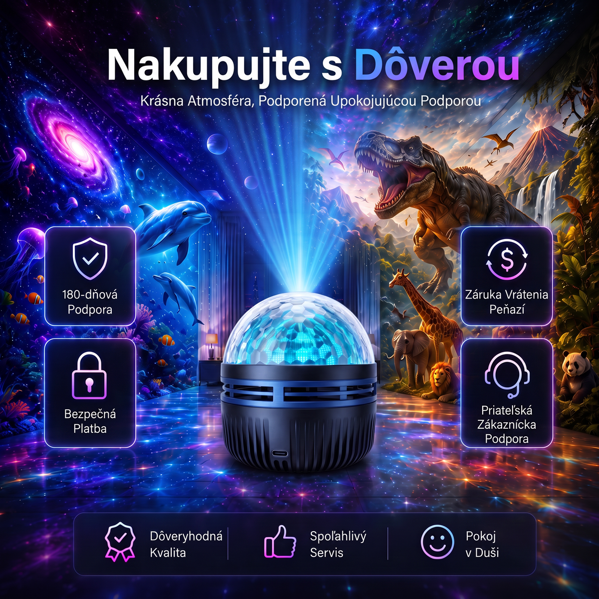 Oficiálny obchod | 🦖🎁 SCNDR® 360° inteligentný holografický projektor hviezdnej oblohy (HD Smart Dynamic 5D)